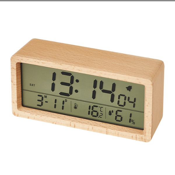 รหัสสินค้า : SA-49 นาฬิกาตั้งโต๊ะกล่องไม้ จอ LCD ฟรีสกรีนโลโก้
