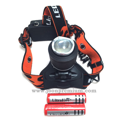 ไฟฉายคาดหัวซูม ชาร์จไฟรถไฟบ้าน ไฟ 2 สี ส้ม/ขาว  Headlamp